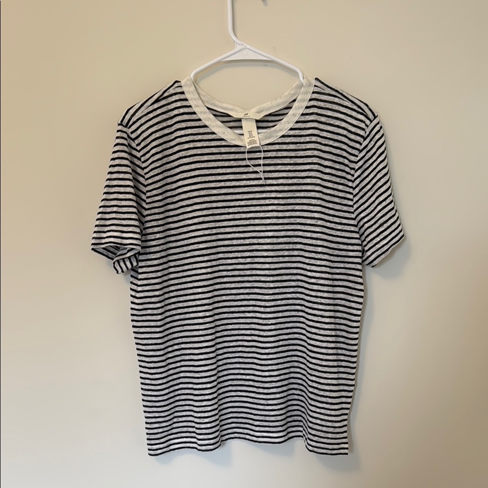 H&M Black and White Striped Short Sleeve Tee